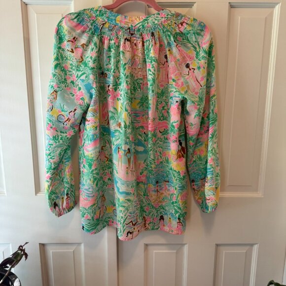 Lilly Pulitzer Let's Get Together Multicolor Silk Elsa Top - Picture 6 of 8